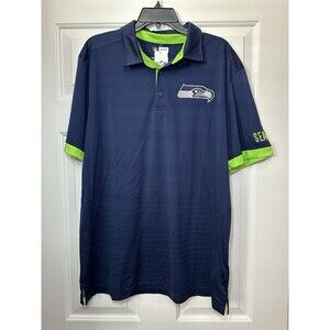 Size XL NFL Team Apparel Seattle Seahawks On Field Polo Shirt Blue Men NEW
